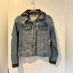 Hollister denim jacket with hood